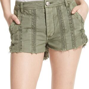 Anthropologie Free People Womens Button Fly Lace Trim Denim Shorts Sz 2